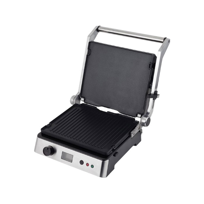Hvordan holder jeg kødet i at klæbe fast på grillpladen, når jeg griller på en flad kontaktgrill?